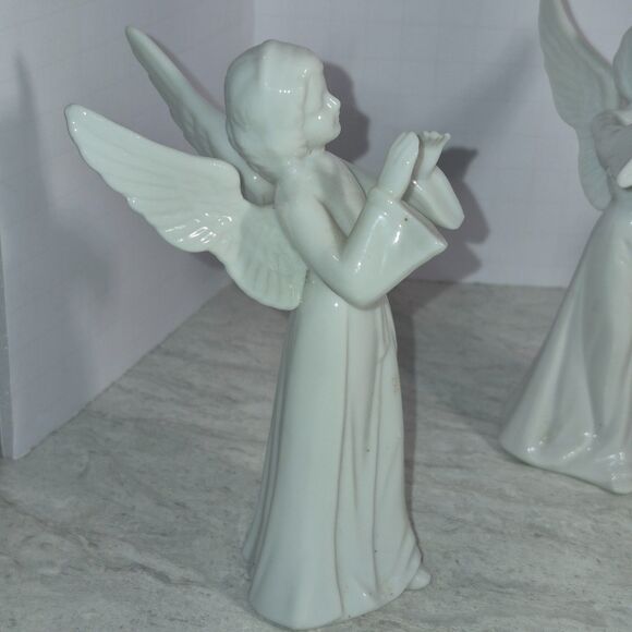 3 White Tengra Angel's 6ins Tall Porcelain Girl's Figurine, - Picture 4 of 16